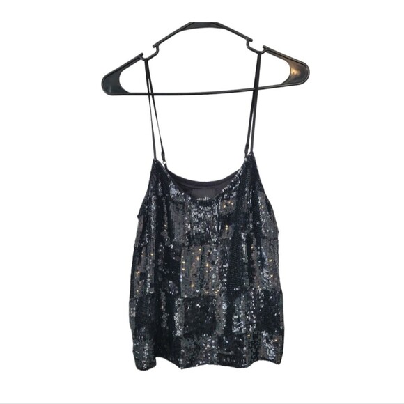 Retrofete Tops - Retrofete Black Checkered Sequin Tank Size Small